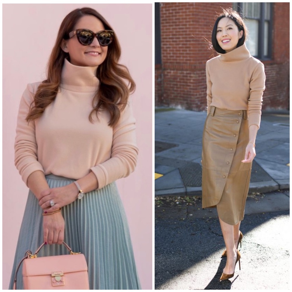 Dudley Stephens TERRY FLEECE Park Slope Turtleneck in Natural Blush MSRP $158.00